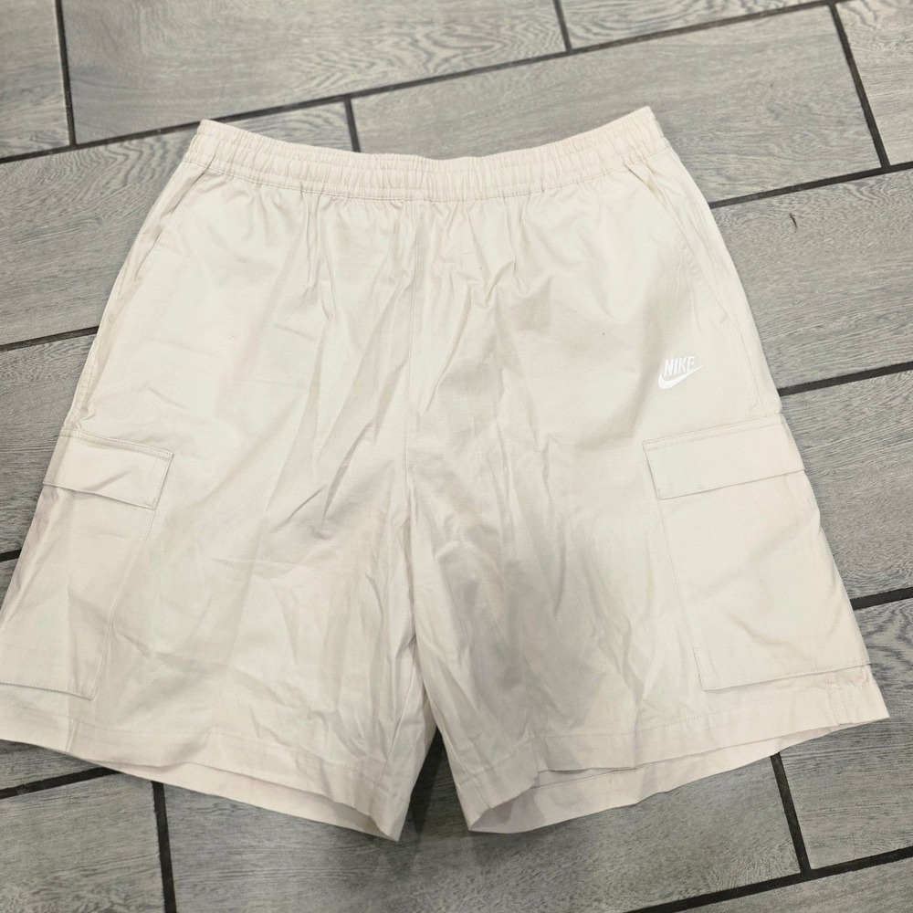 Nike Mens Cargo Shorts Beigeβ Loose Fit Elastic Waist Drawstring XXLarge